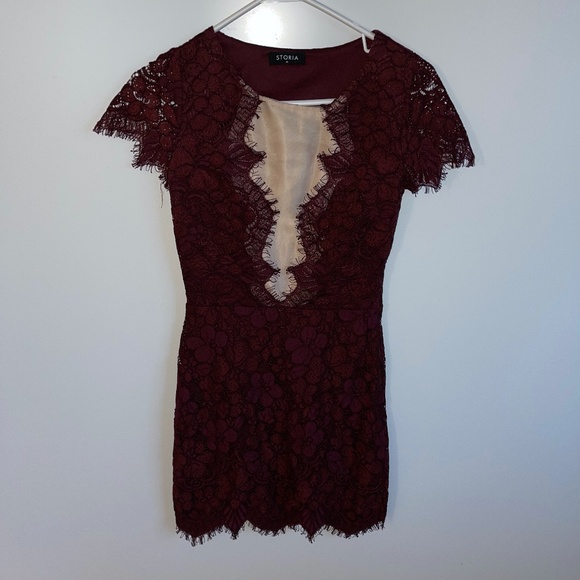 Storia Beyond Words Lace Illusion Body Hugging Dress Size M - Picture 2 of 8